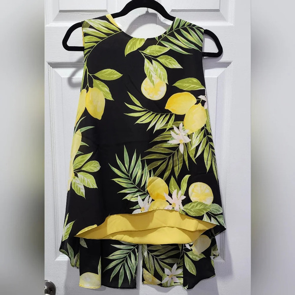 Melanie Lyne NWOT Lemon print double layer blouse Size 10 - Picture 6 of 8